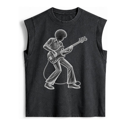 Bass guitarist slap technique - Vintage Washed Tank – Black