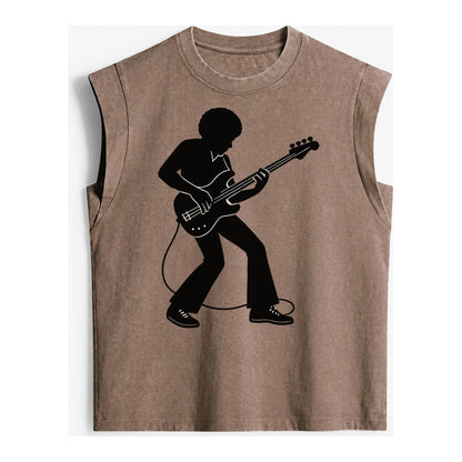 Bass guitarist slap technique - Vintage Washed Tank – Brown