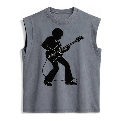 Bass guitarist slap technique - Vintage Washed Tank – Grey