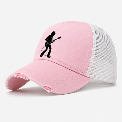 Bass Guitarist Slap Technique Washed Trucker Hat – Light Pink