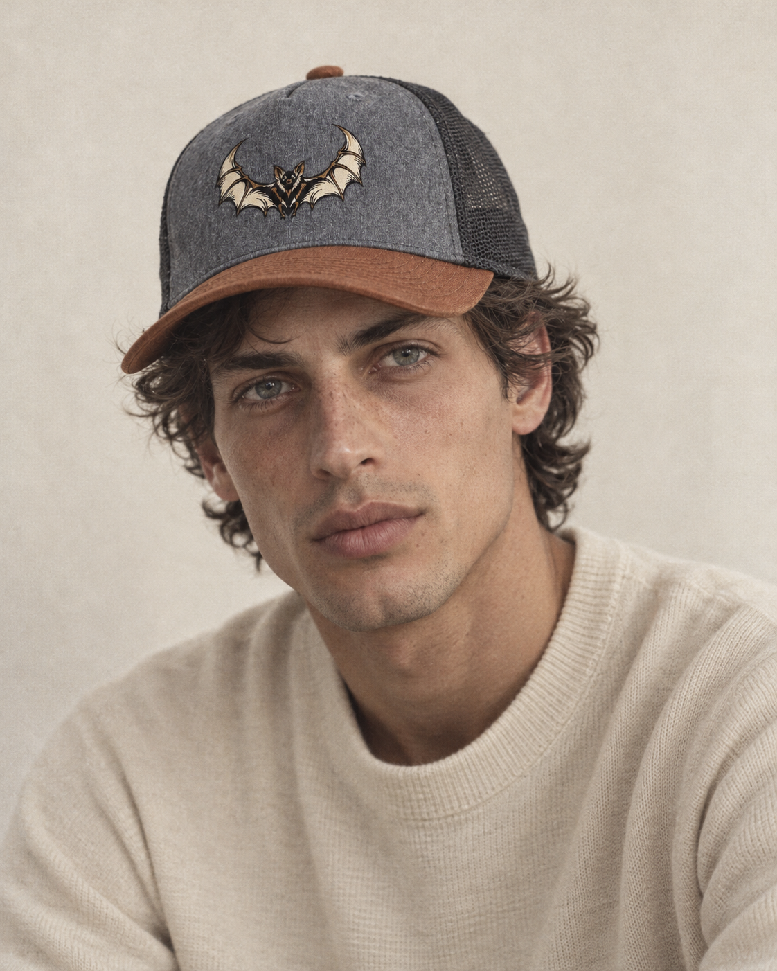 Model wearing the cap