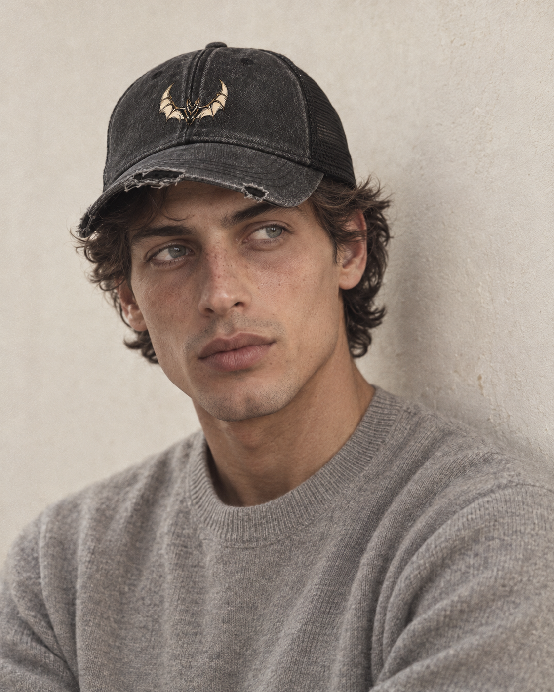 Model wearing the cap