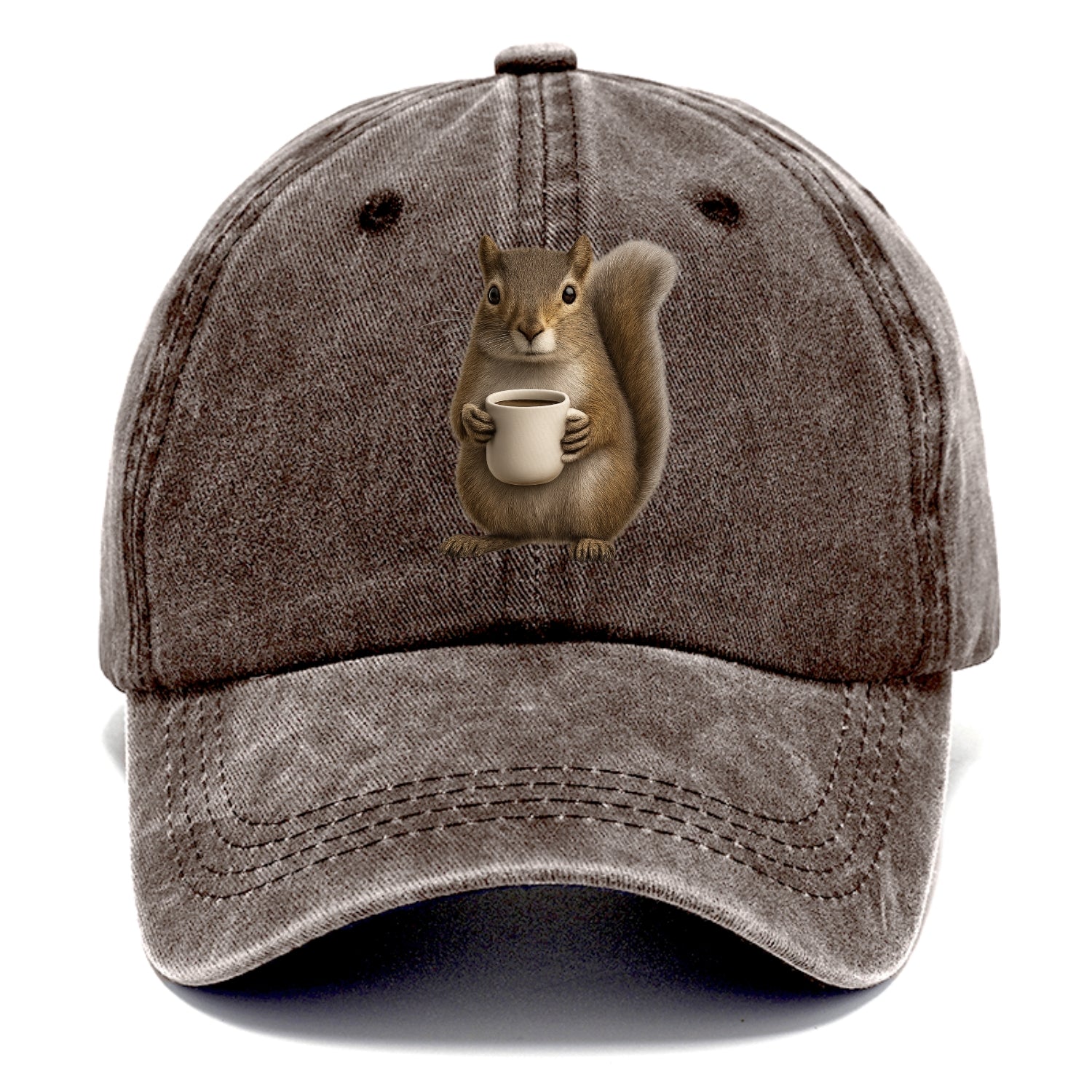 squirrel holding coffee cup art Hat