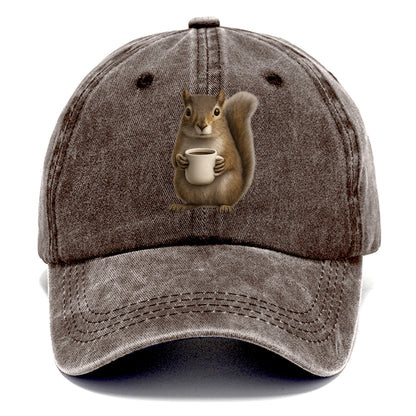 squirrel holding coffee cup art Hat