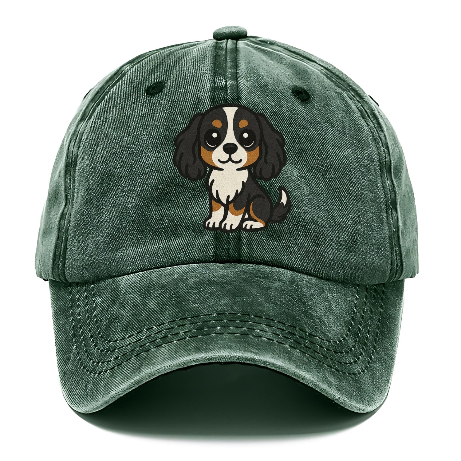 cavalier king charles spaniel tricolor sitting pose portrait design Hat