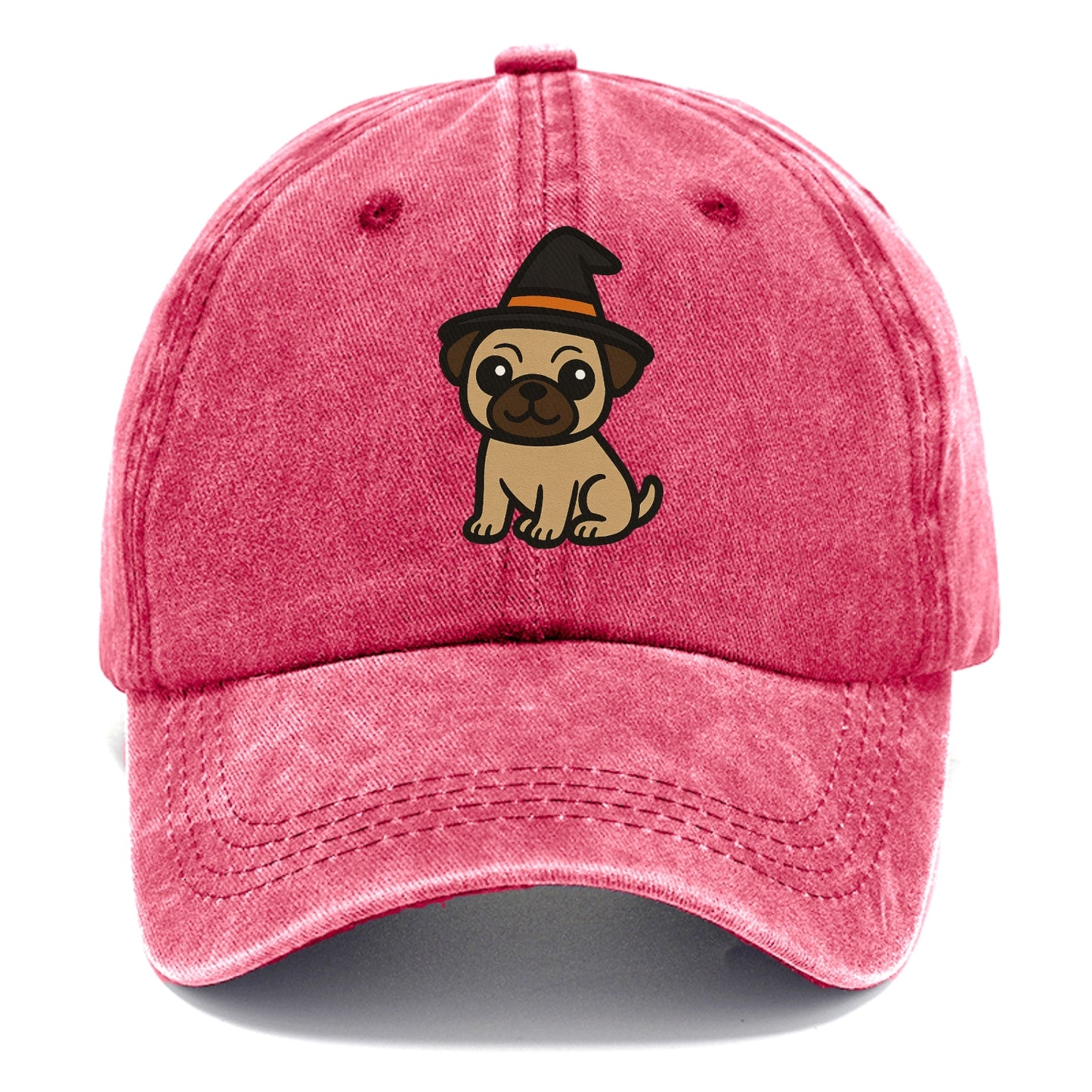 pug wearing witch hat halloween theme portrait design Hat