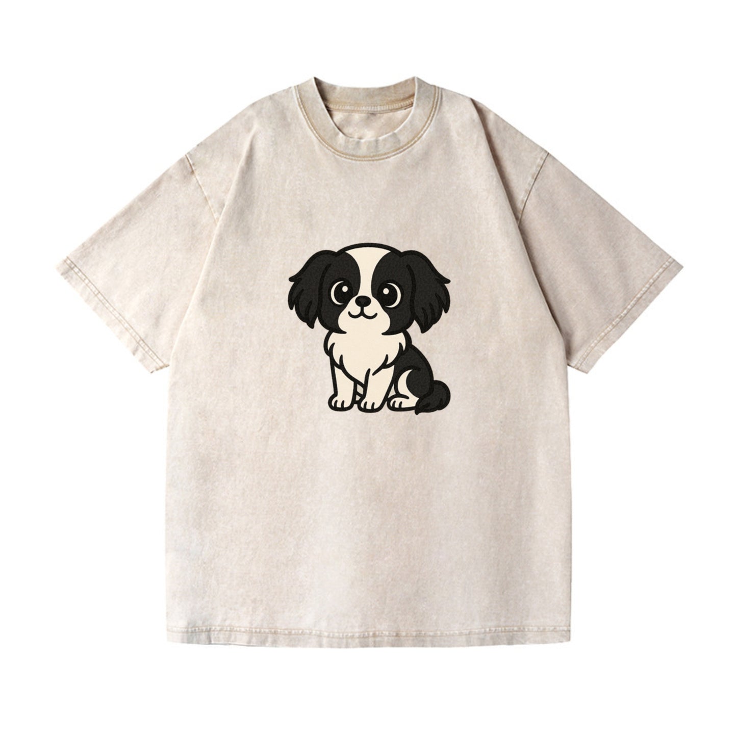 japanese chin black and white sitting pose portrait design Hat