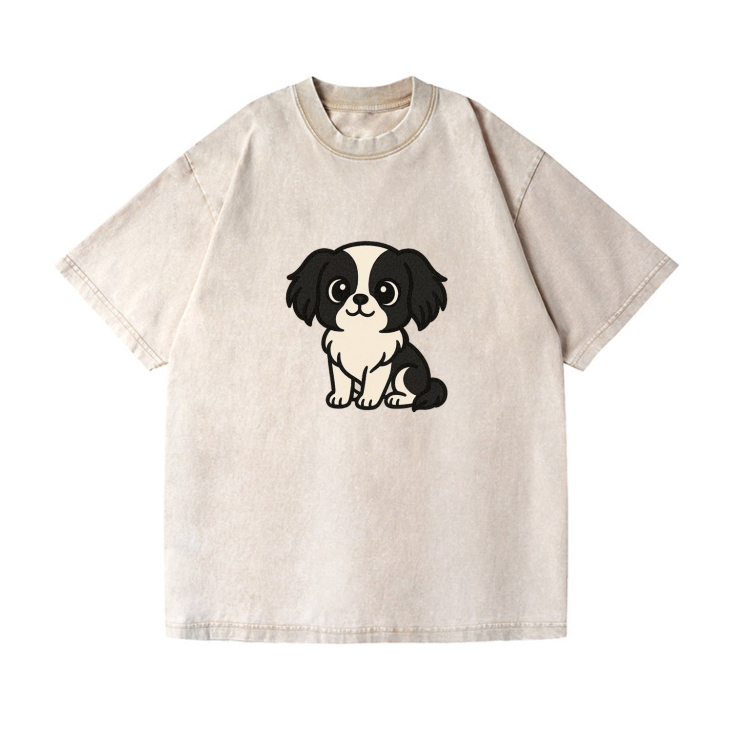 japanese chin black and white sitting pose portrait design Hat