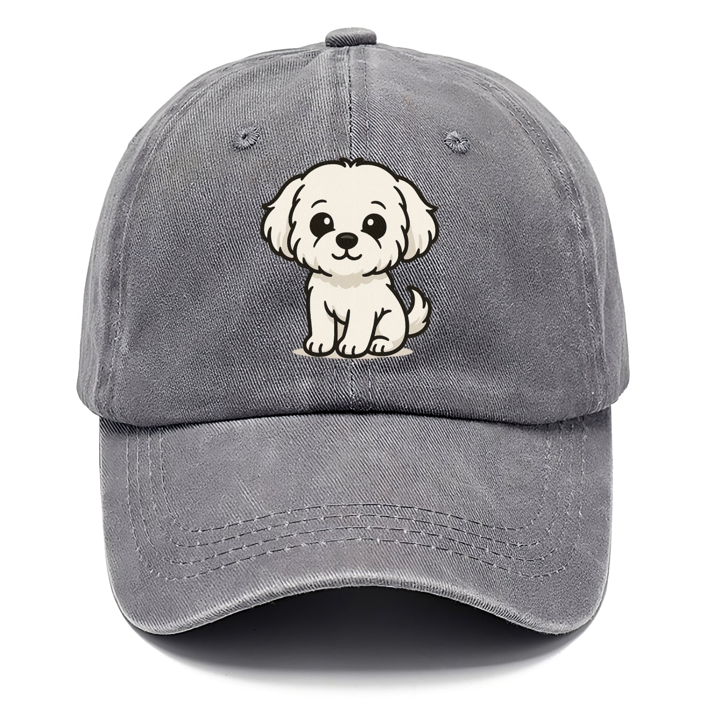 maltese pure white fluffy sitting pose portrait design Hat