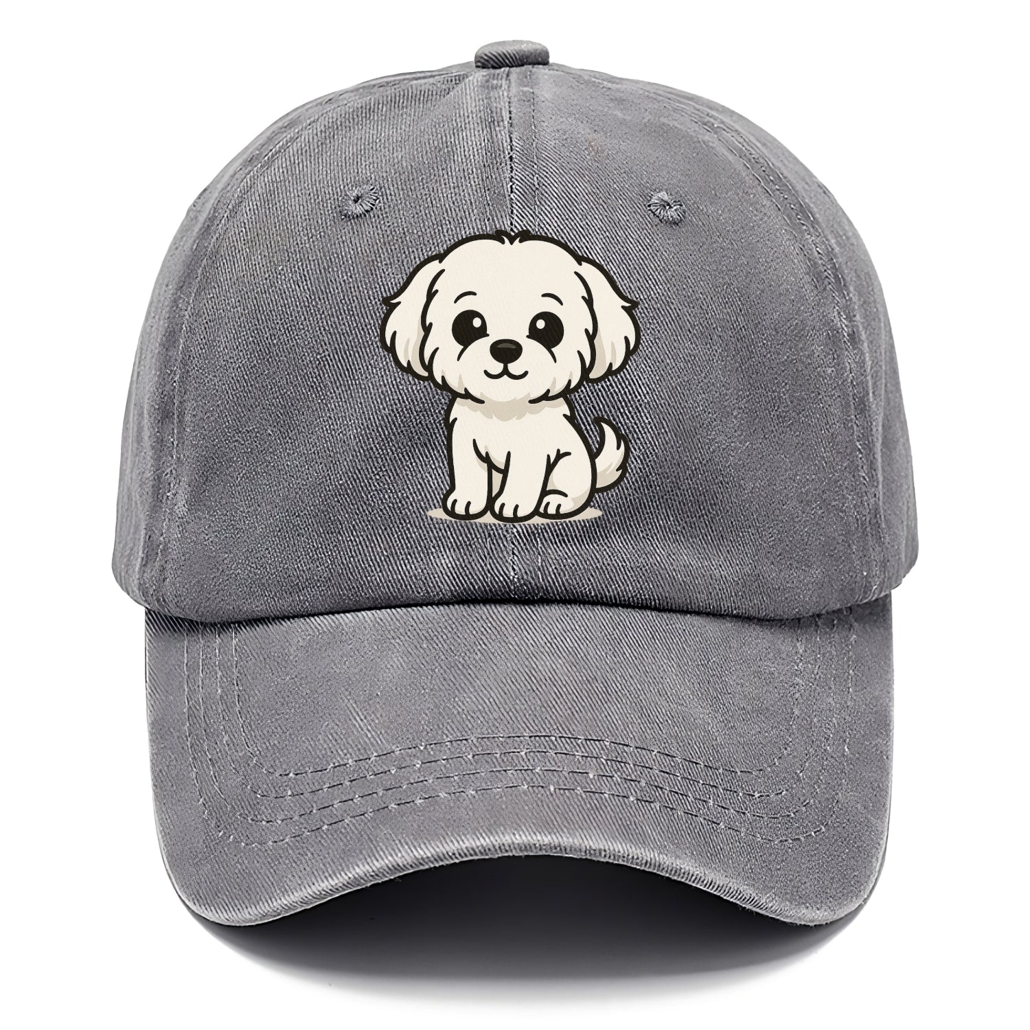 maltese pure white fluffy sitting pose portrait design Hat
