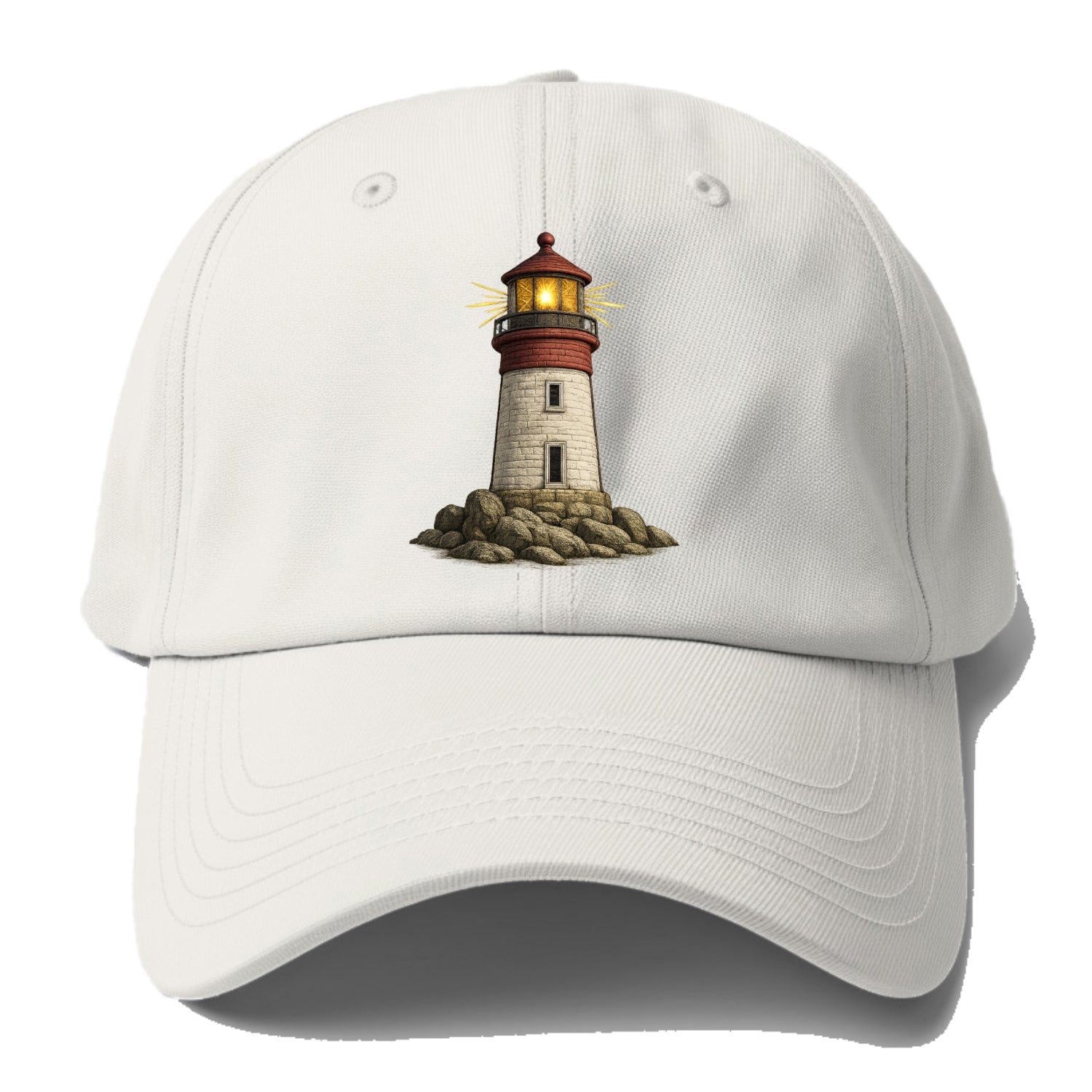 shining lighthouse on a rocky shore Hat