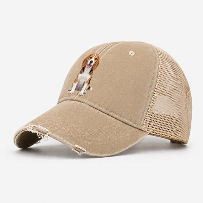 Beagle Sitting Top Breeds Washed Trucker Hat – Khaki