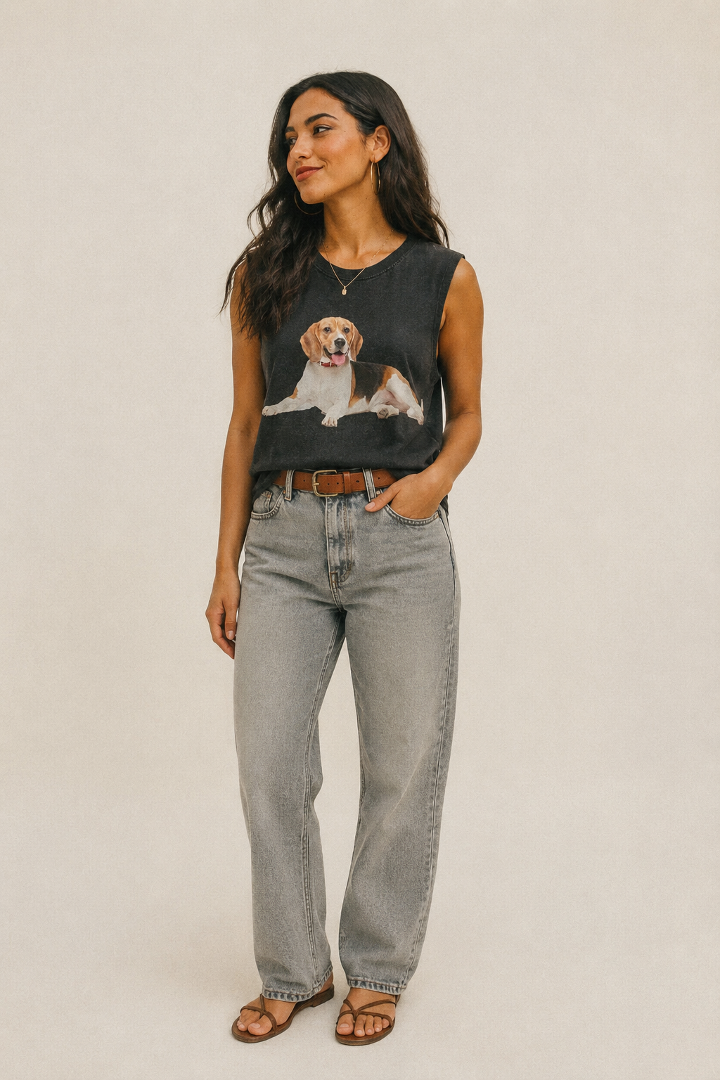 Beagle Vintage Washed Tank – studio model photo