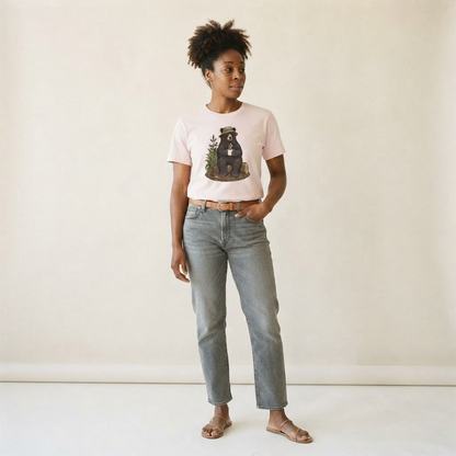 Bear Morning Brew Slow Camp Club Classic T-shirt – studio model photo
