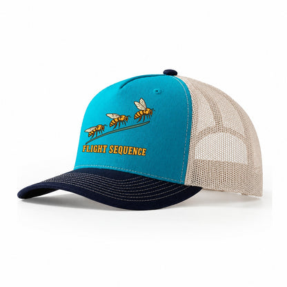 Bee Flight Sequence Beekeeping Trucker Hat – Teal Navy