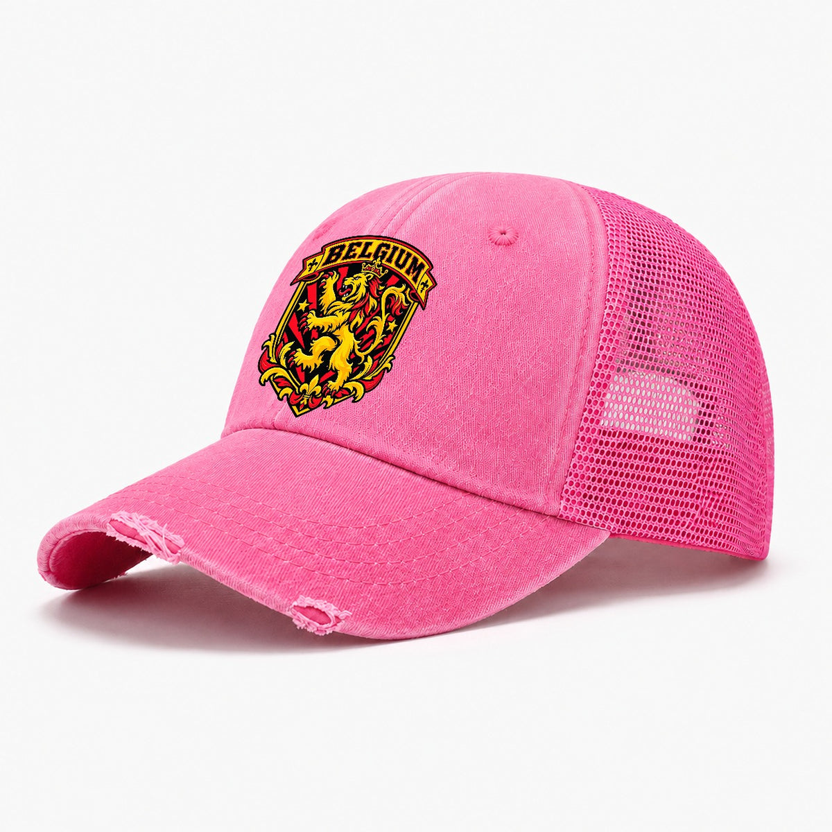 Belgium Retro Badge Country Logos Washed Trucker Hat – Rose