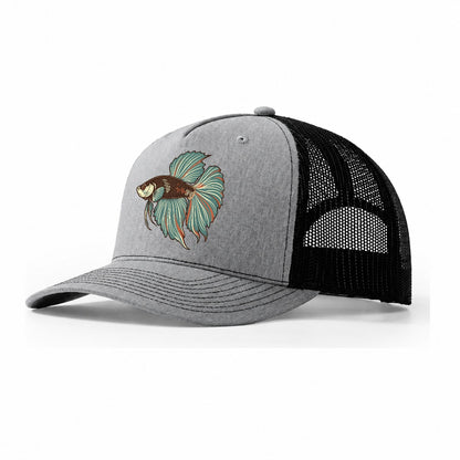 Betta Fin Silhouette Aquarium Keeping Trucker Hat – Sport Grey Black