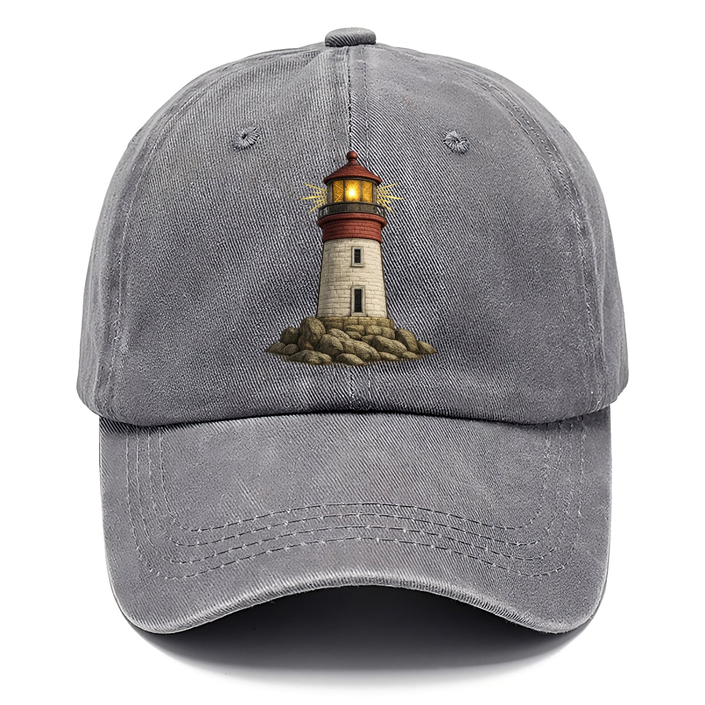 shining lighthouse on a rocky shore Hat