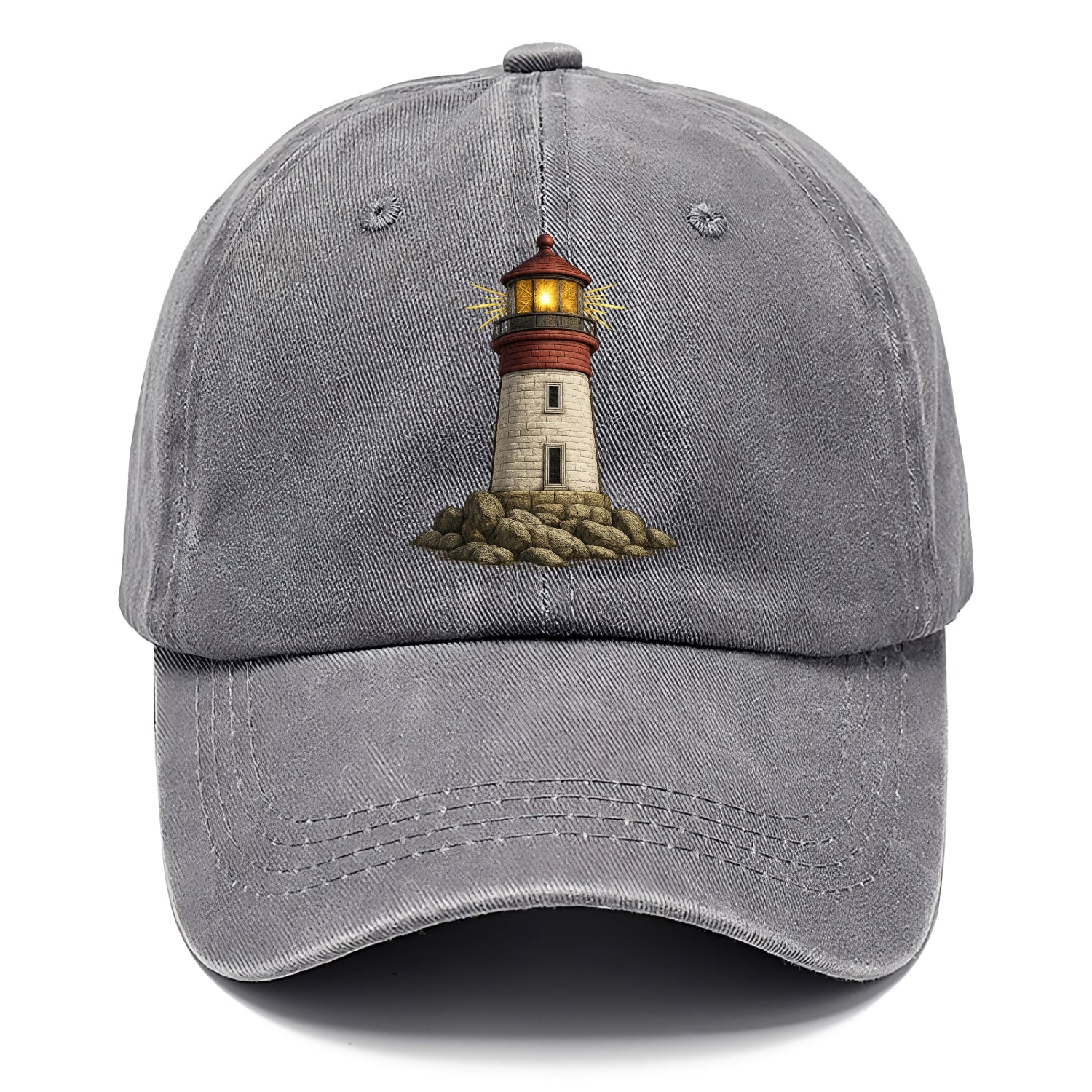 shining lighthouse on a rocky shore Hat