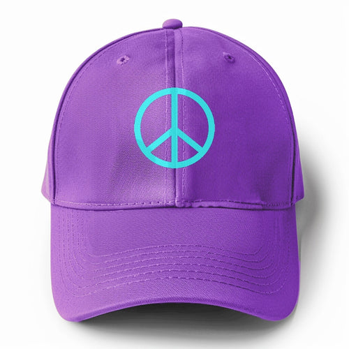 Retro 80s Peace Sign Blue Solid Color Baseball Cap