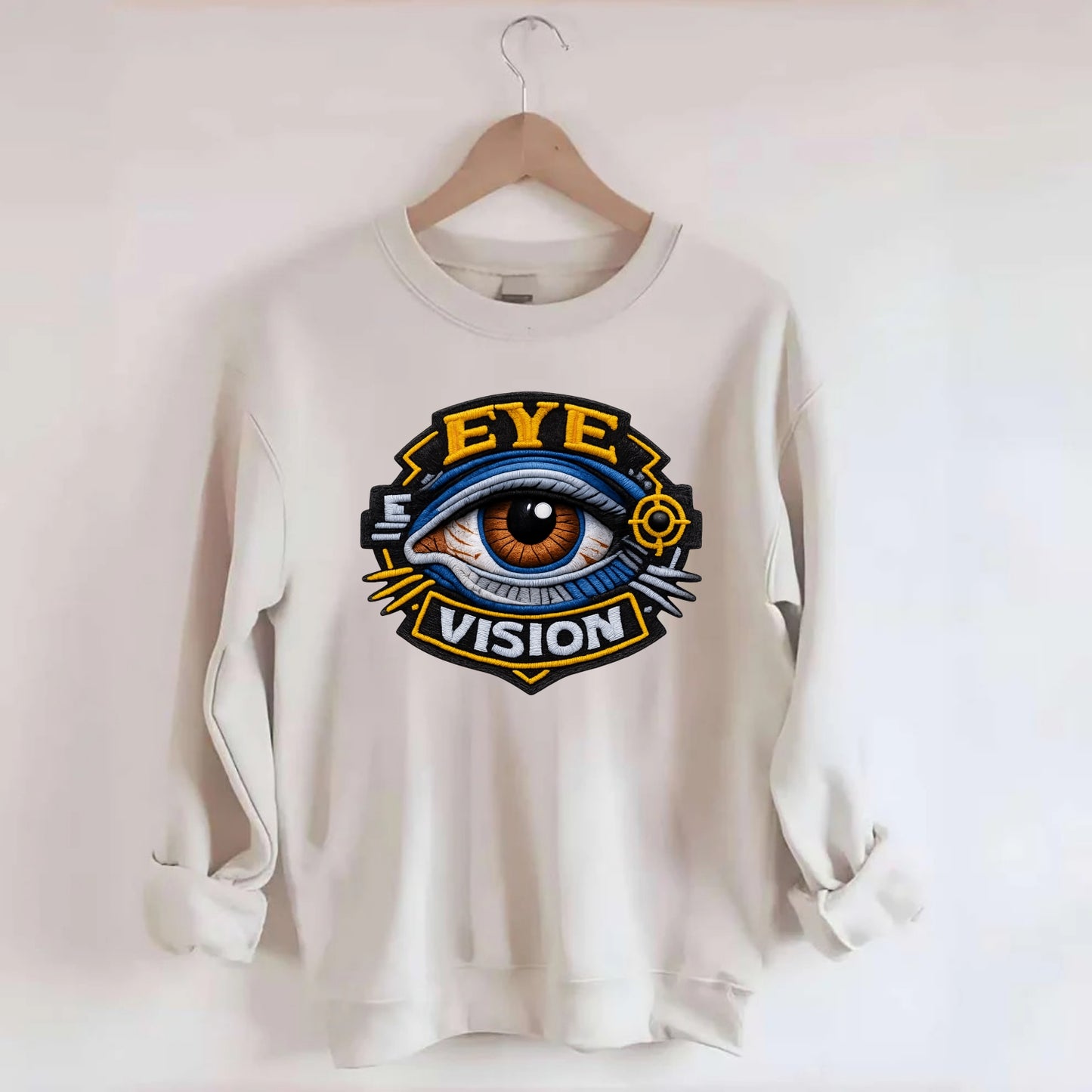 EYE VISION - anatomical eye in blue and brown , optometry - Crewneck Sweatshirt - biege