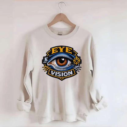 EYE VISION - anatomical eye in blue and brown , optometry - Crewneck Sweatshirt - biege
