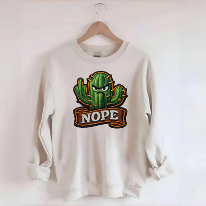 NOPE CACTUS - cactus with attitude in green , prickly personality - Crewneck Sweatshirt - biege