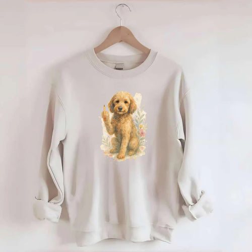 Labradoodle hypoallergenic with wavy coat, intelligent eyes, paw raised - Crewneck Sweatshirt