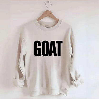Bold typography design - "GOAT" - greatest of all time - Crewneck Sweatshirt - biege