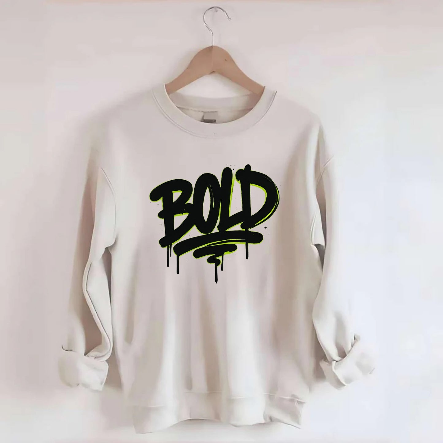 Bold typography design - "BOLD" - courageous, standing out - Crewneck Sweatshirt - biege