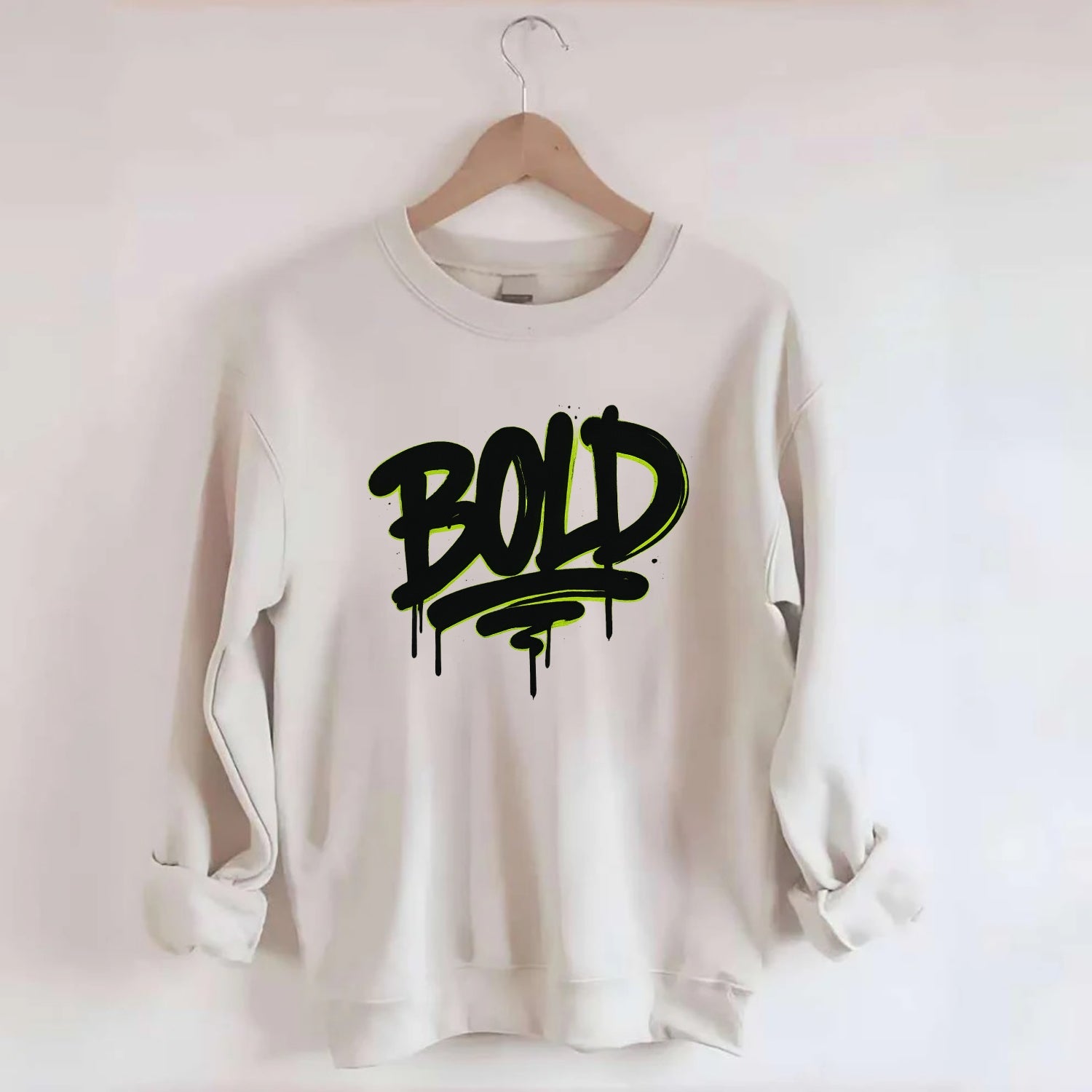 Bold typography design - "BOLD" - courageous, standing out - Crewneck Sweatshirt - biege