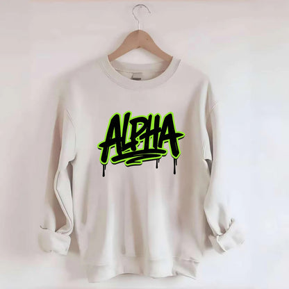 Bold typography design - "ALPHA" - leader of the pack - Crewneck Sweatshirt - biege
