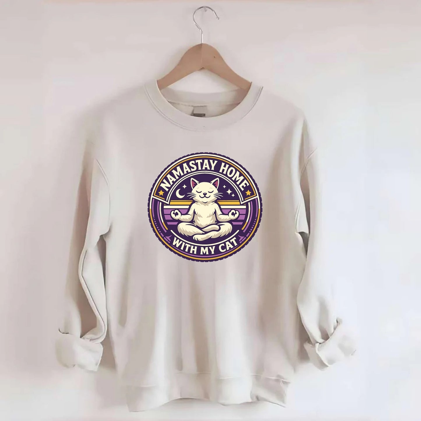 Zen Feline Retreat - Crewneck Sweatshirt - biege