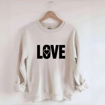 Bold typography design - "LOVE" - universal connection, heart centered - Crewneck Sweatshirt - biege