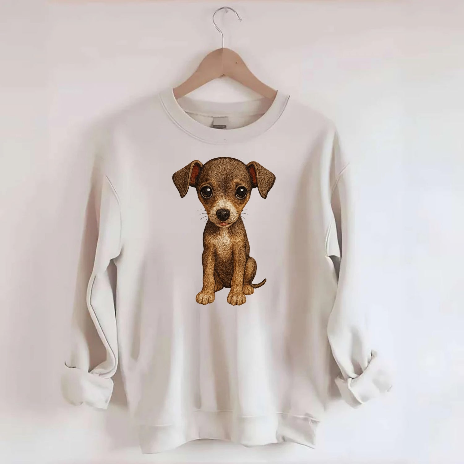 Baby Italian Greyhound Puppy - sleek tiny body, long legs, gentle eyes, - Crewneck Sweatshirt - biege