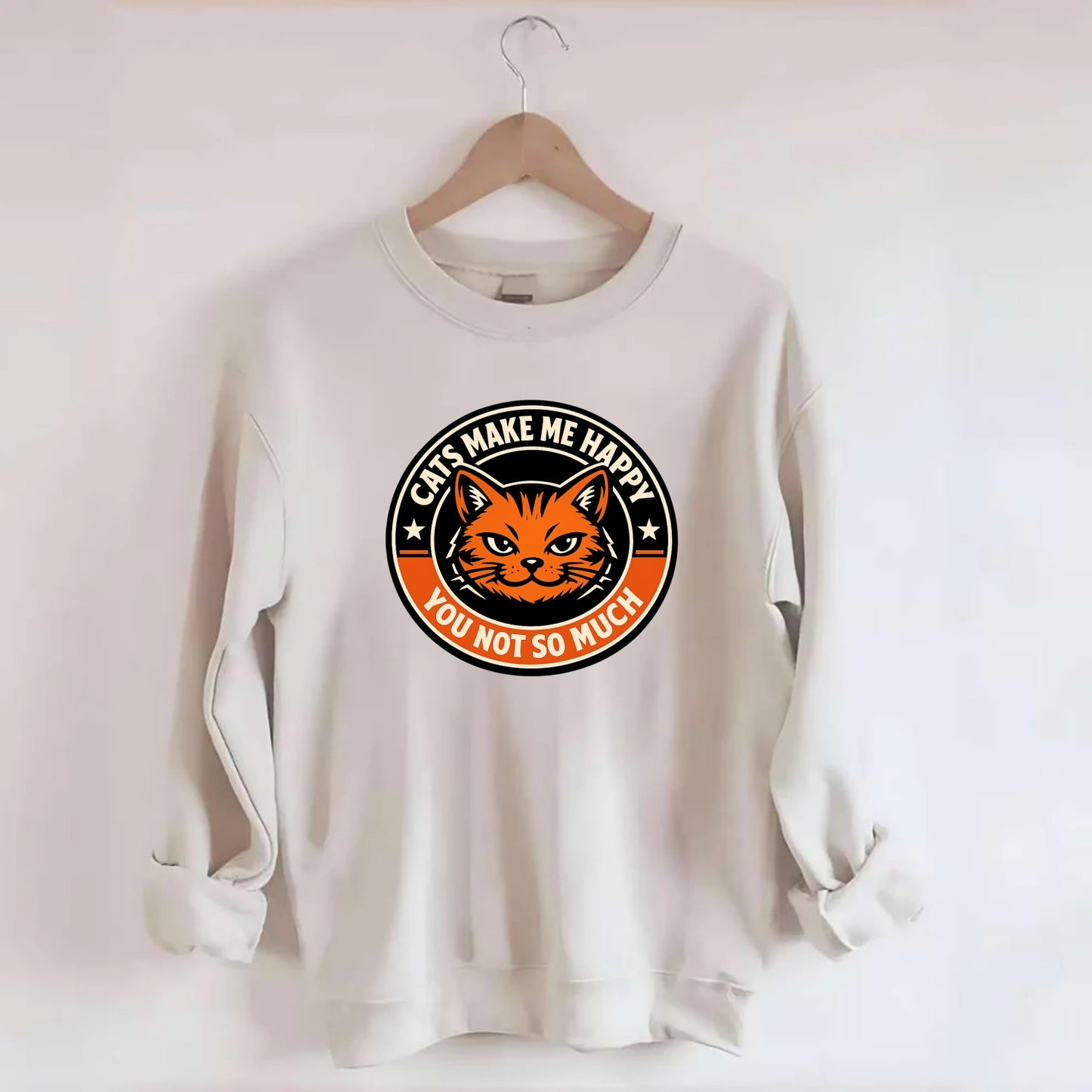 Joyful Whiskers Emblem - Crewneck Sweatshirt - biege