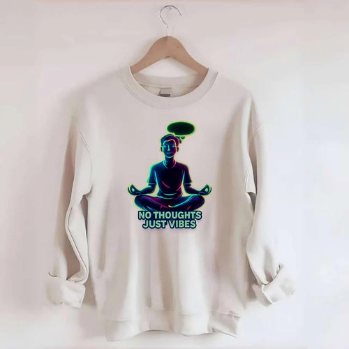 Peaceful floating figure with empty thought bubble - no thoughts just vibes - Crewneck Sweatshirt