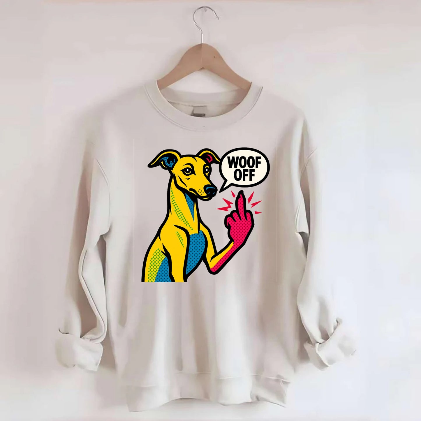 Whippet sleek athletic greyhound-like, elegant long paw giving sass - Crewneck Sweatshirt - biege