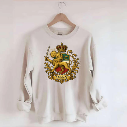 Royal Iran Coat Of Arms - Crewneck Sweatshirt - biege