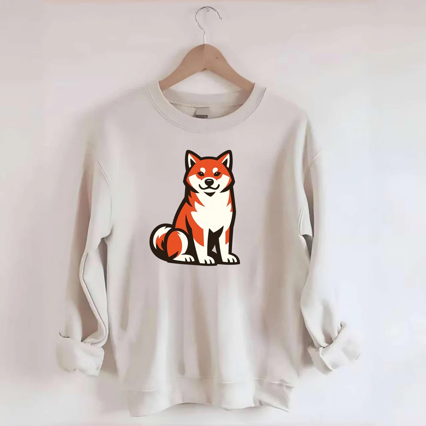 Sitting Shiba Inu Emblem - Crewneck Sweatshirt - biege