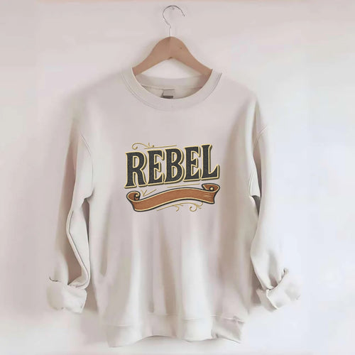 Bold typography design - REBEL - nonconformist, rule breaker, independent - Crewneck Sweatshirt