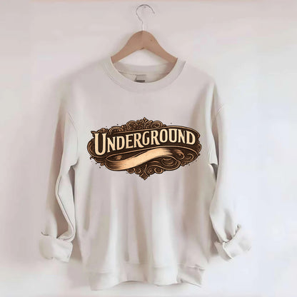 Bold typography design - "UNDERGROUND" - hidden scene, alternative - Crewneck Sweatshirt - biege