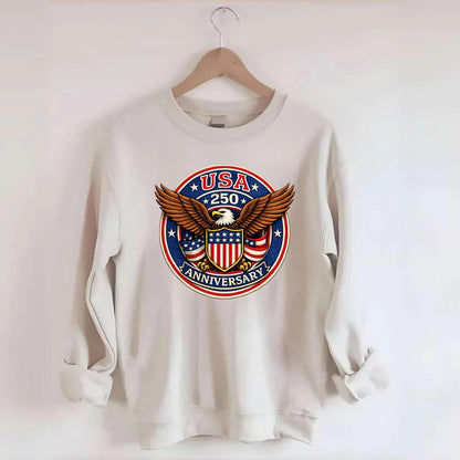 Usa 250 Anniversary Eagle Shield Emblem - Crewneck Sweatshirt - biege