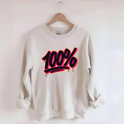 Bold typography design - 100% - all in, fully committed - Crewneck Sweatshirt