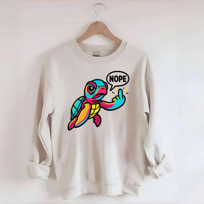 baby sea turtle swimming gracefully, one flipper extended sassily - Crewneck Sweatshirt - biege