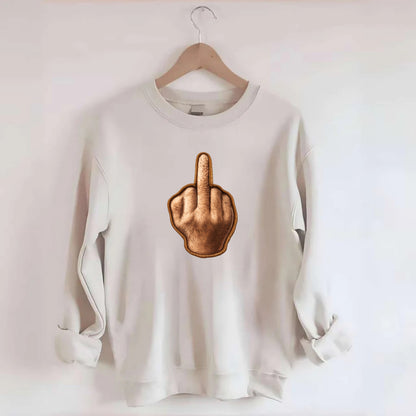 MIDDLE FINGER - hand gesture in skin tone , attitude - Crewneck Sweatshirt - biege