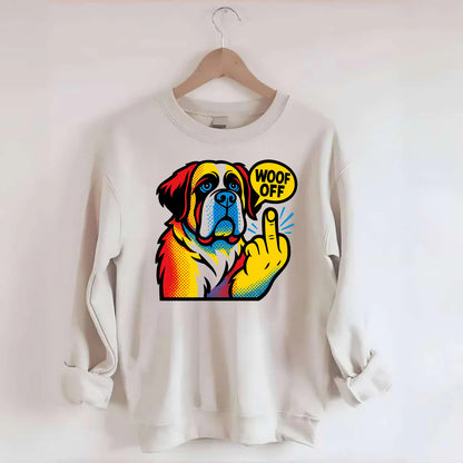 Saint Bernard with gentle giant face and droopy jowls, huge paw raised - Crewneck Sweatshirt - biege