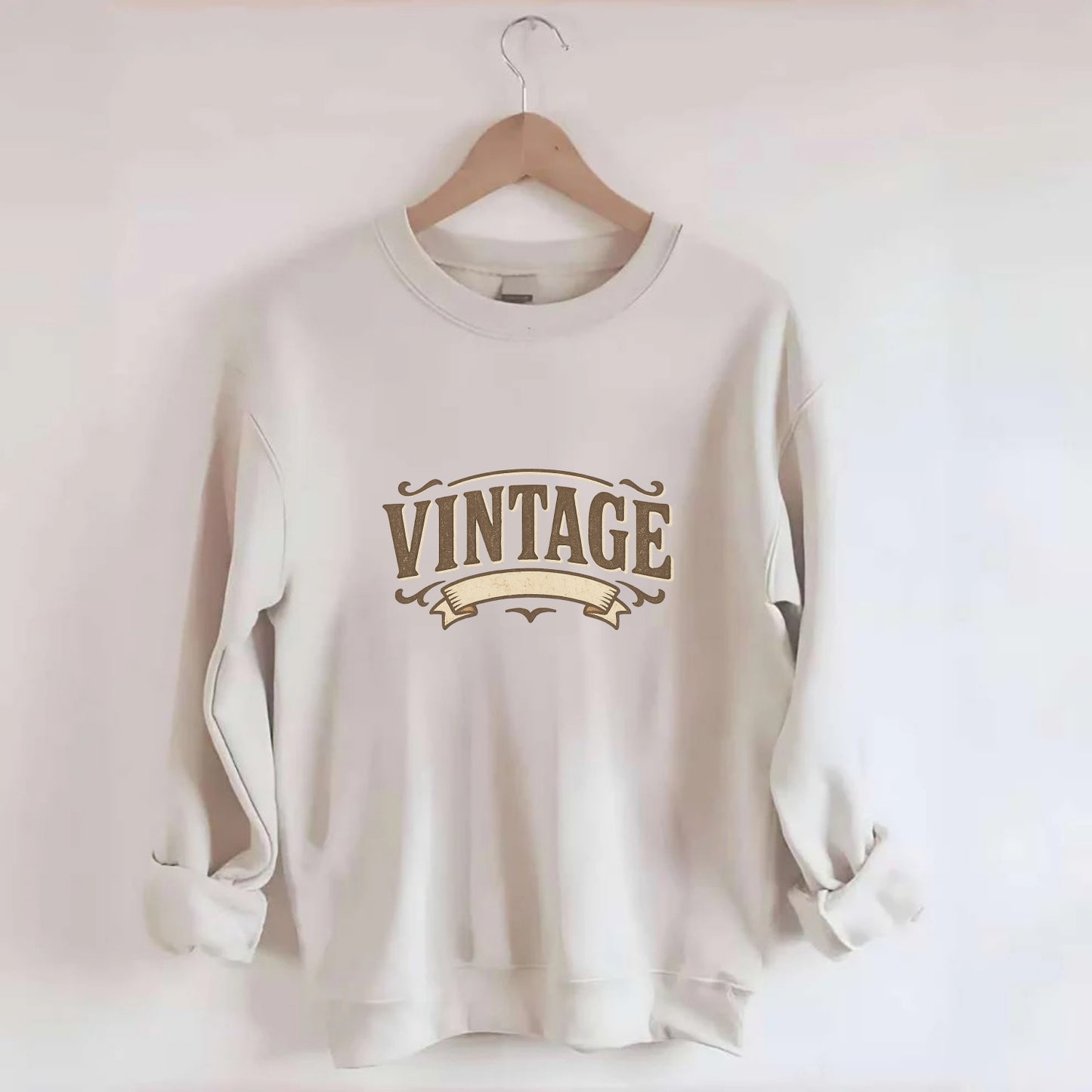 Bold typography design - "CENTERED" - aligned, focused, balanced within - Crewneck Sweatshirt - biege