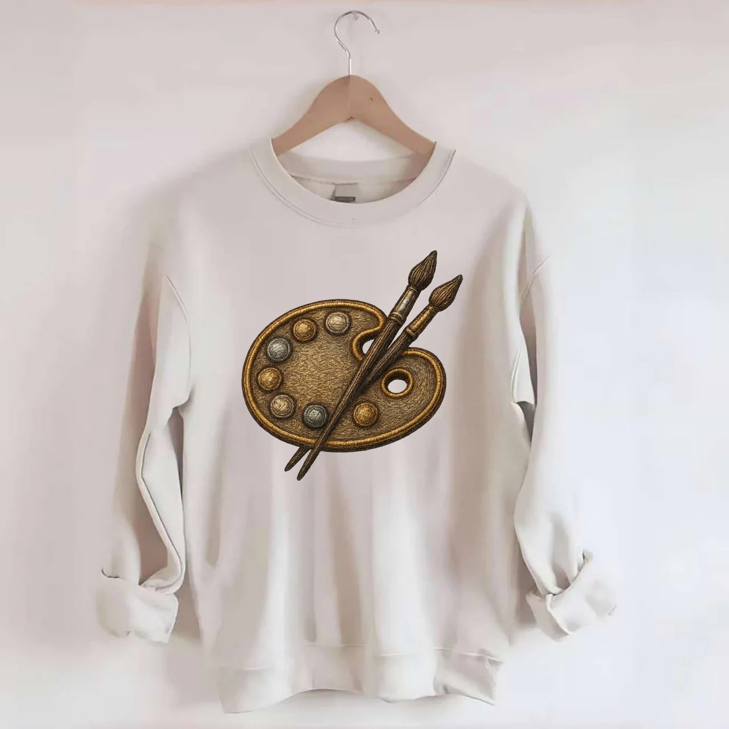 Artist palette with brushes - painter emblem - Crewneck Sweatshirt - biege
