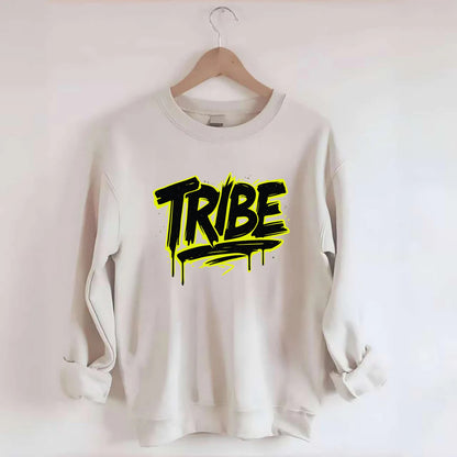 Bold typography design - "TRIBE" - your community, your group - Crewneck Sweatshirt - biege